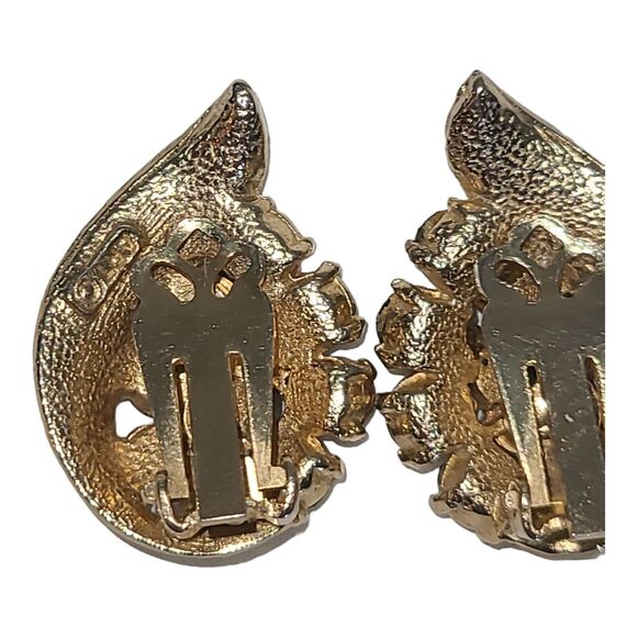 Vintage Mode ART Arthur Pepper Matte Gold Gray Rhinestones Clip on Earrings - Picture 3 of 8